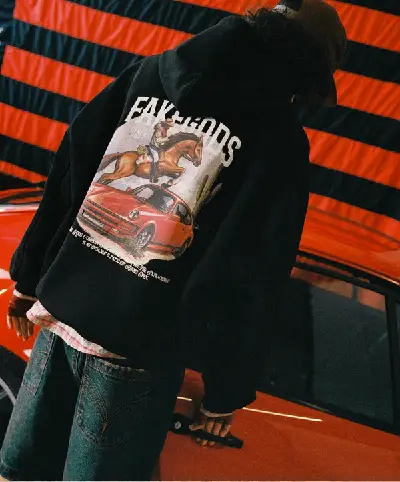 HORSE CAR HOODIE BLACK (9)