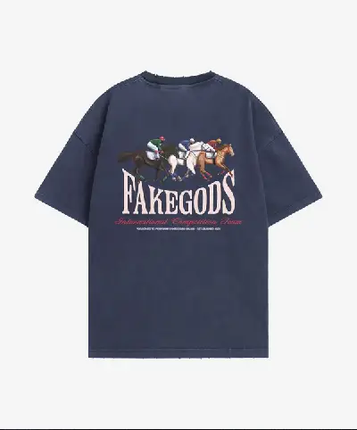 HORSE RACE TEE BLUE GREY HORSE RACE TEE BLUE GREY