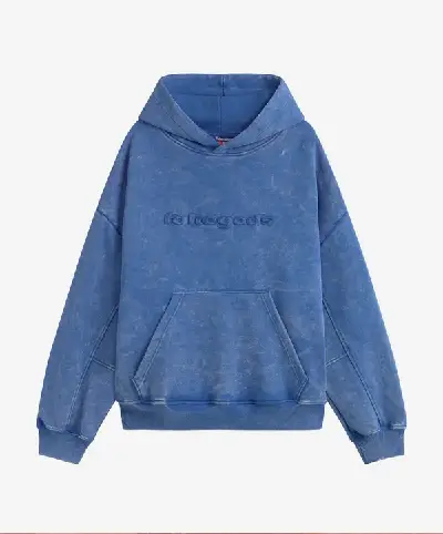 LOGO WASHED HOODIE BLUE (1)