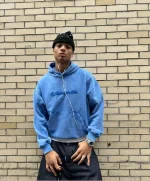 LOGO WASHED HOODIE BLUE (2)
