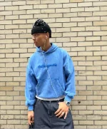 LOGO WASHED HOODIE BLUE (4)