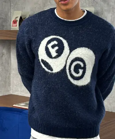 Suéter de mohair de punto Billiard azul marino (1)