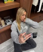 Suéter de punto de mohair Billiard gris claro (5)