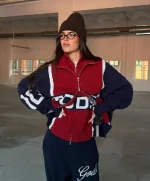 Alpine Rally Knitted Zipper Red Navy (1)