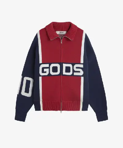 Alpine Rally Knitted Zipper Red Navy