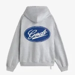 Blue Circle Cropped Hoodie Grey