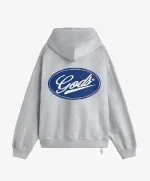 Blue Circle Cropped Hoodie Grey