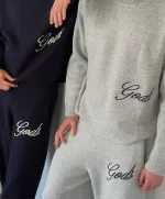 Handwritten Knitted Joggers Navy (4)