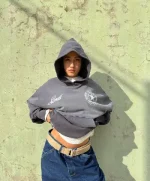 Motor Cropped Hoodie Black (1)