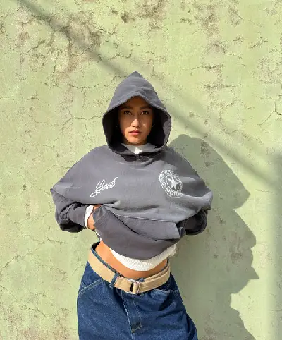 Motor Cropped Hoodie Black (1)