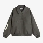 Chaqueta de cuero vegano gris oscuro