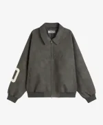 Chaqueta de cuero vegano gris oscuro