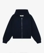 CHAQUETA DE PUNTO CON CREMALLERA SCRIPT, COLOR AZUL MARINO