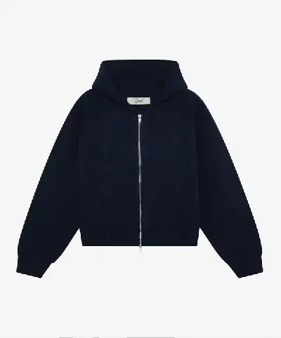 CHAQUETA DE PUNTO CON CREMALLERA SCRIPT, COLOR AZUL MARINO