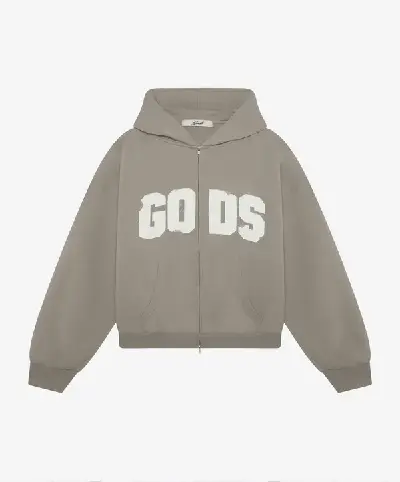 Gods Distressed Zipper Grey