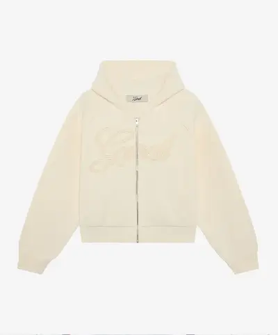 Script Knitted Zipper White