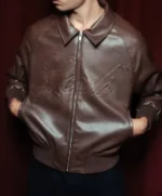 Vegan Leather Jacket Brown (2)